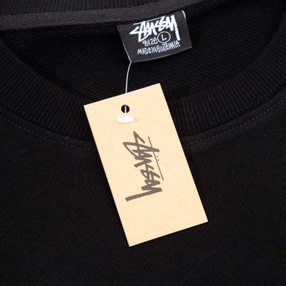 Men's Stussy Printed Crew Neck Long Sleeve Sweatshirt Black - Picture 7 of 7